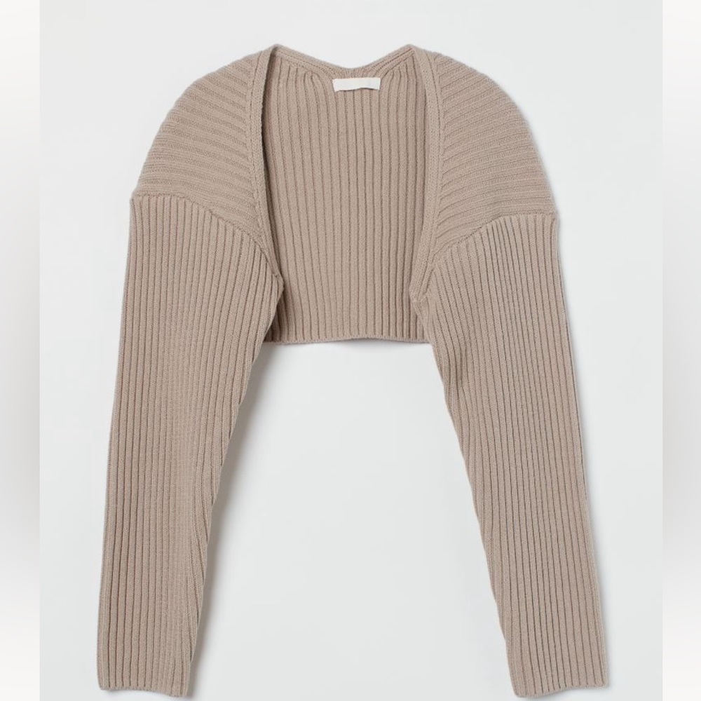 H&M Taupe Rib Knit Bolero Cardigan